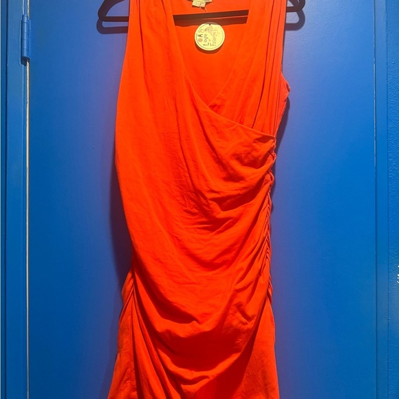 Boden Bold Orange ruched midi dress - Picture 6 of 7